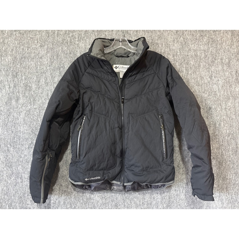 Columbia Titanium Womens Black Down Puffer Jacket Size M Full Zip Quilted